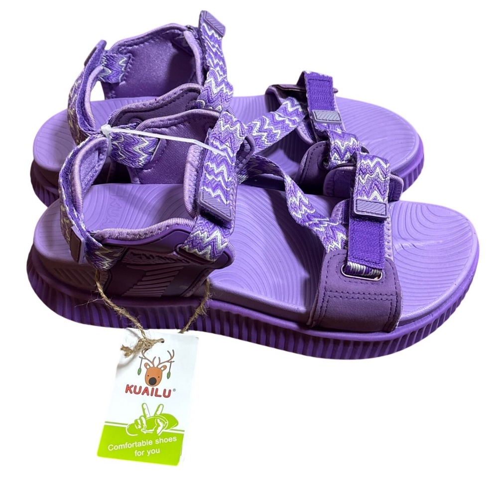 Kuailu Purple Athletic Strappy Sandals Women Size 9.5 Walking Hiking Comfort New - Picture 1 of 10